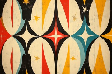 Seamless geometric pattern in vintage mid-century modern style