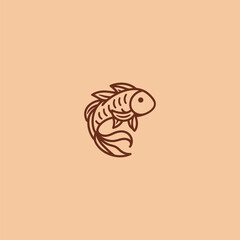 Koi fish logo in clean and fluid line art design.