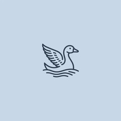 Swan logo in elegant and minimalist line art style.
