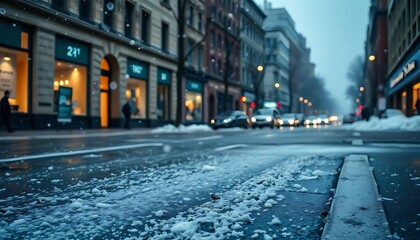 Obraz premium city street with snow on the ground