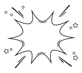 Blank comic speech bubble or burst balloon template. Black and white pop art burst for text placement. Vector illustration.