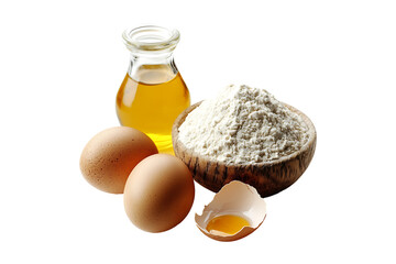 Egg Flour and Oil isolated on transparent background
