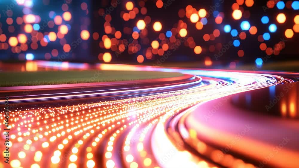 Poster colorful bokeh lights with soft glow and smooth motion trails