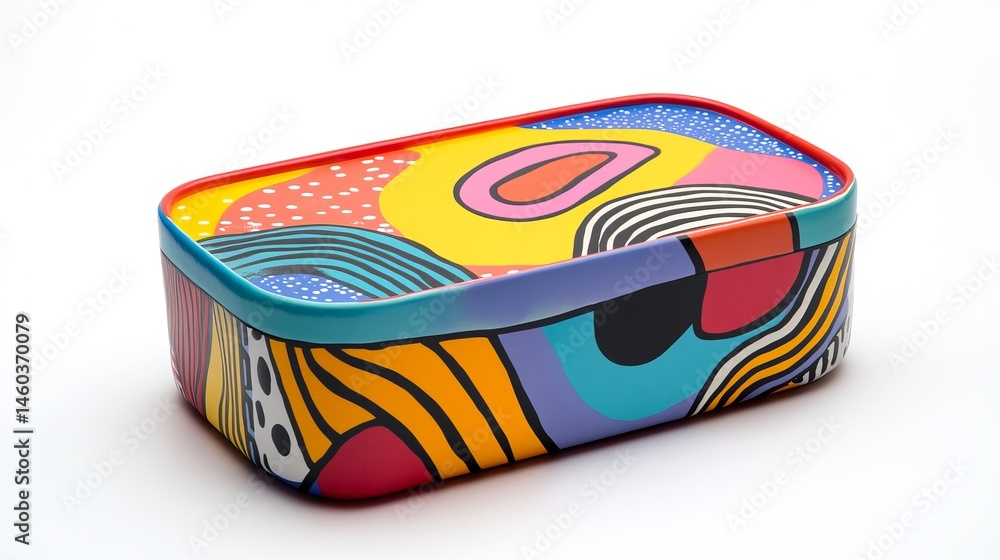 Poster vibrant abstract design colorful rectangular box container modern art decorative storage box geometr