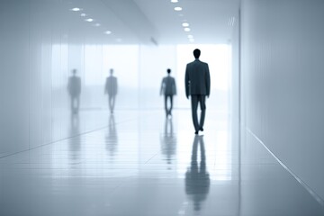 Obraz premium Businessmen walking hallway