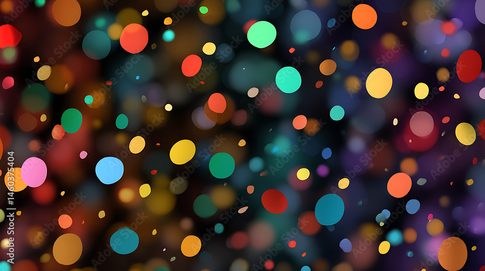 Poster colorful confetti background with bokeh effect