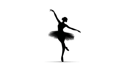 Ballerina arabesque pose silhouette vector isolated on white background  -  