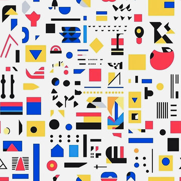 Memphis colorful style seamless pattern. Creative minimalist style art background for children or trendy design with basic shapes. Simple childish scribble backdrop white background