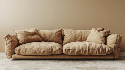 Beige sectional sofa against a neutral wall.