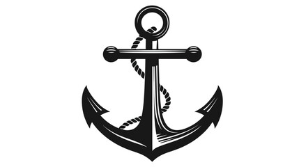 Boat anchor icon simple black silhouette vector isolated on white background  -  