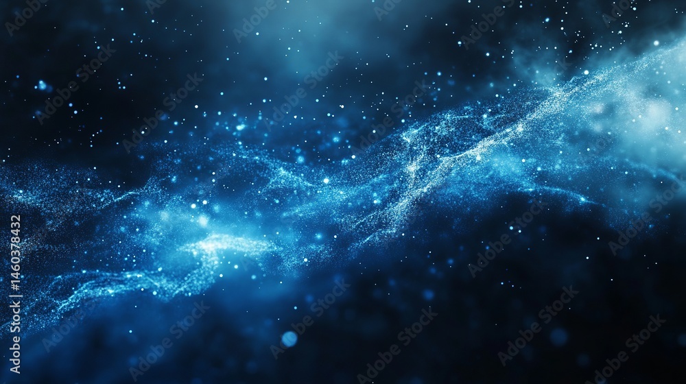 Poster abstract blue particle background digital art design texture image wave glow dark light space fluid