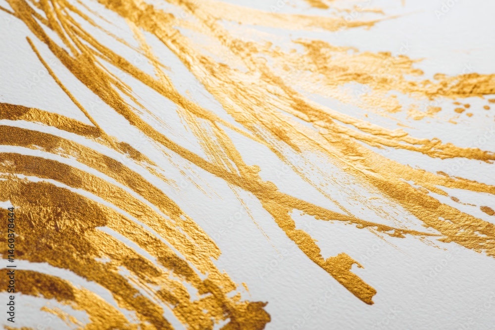 Aufkleber golden paint creating an abstract design on a white canvas enhances the artistic composition with a 