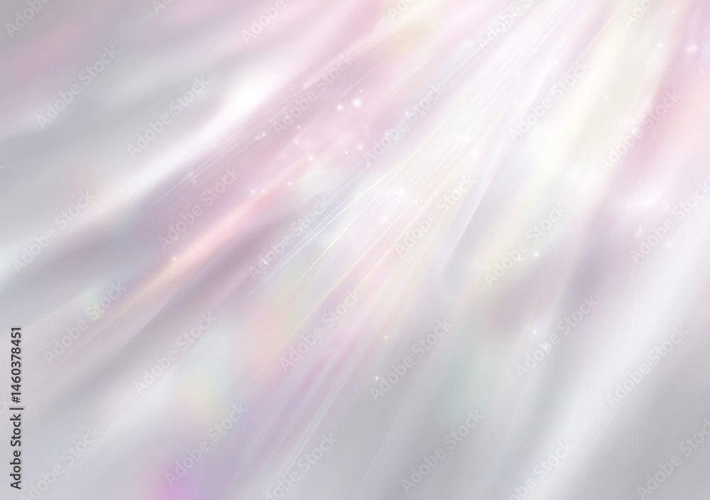 Poster light beams shining through a soft pink and white background create a dreamy, ethereal atmosphere fi