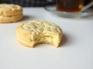 Bitten Plain Cookie with Tea