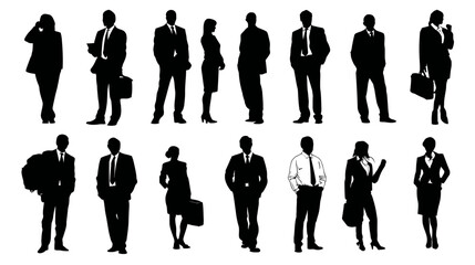 Business people silhouette set simple silhouette vector on white background  -  