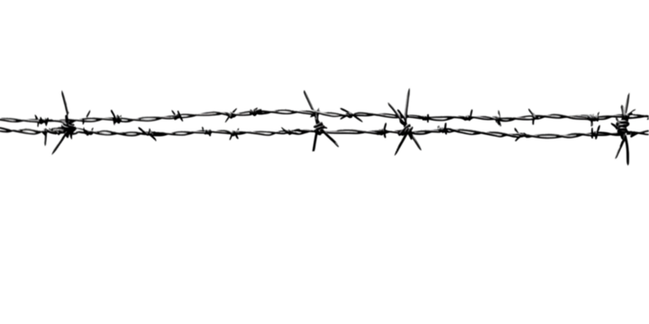 Barbed wire fence dark background sharp points security barrier