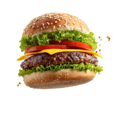 Flying Hamburger Transparent Background

