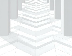 Obraz premium Abstract white marble chevron floor design with columns. Perfect for modern architecture, interior design, and minimalist backgrounds.