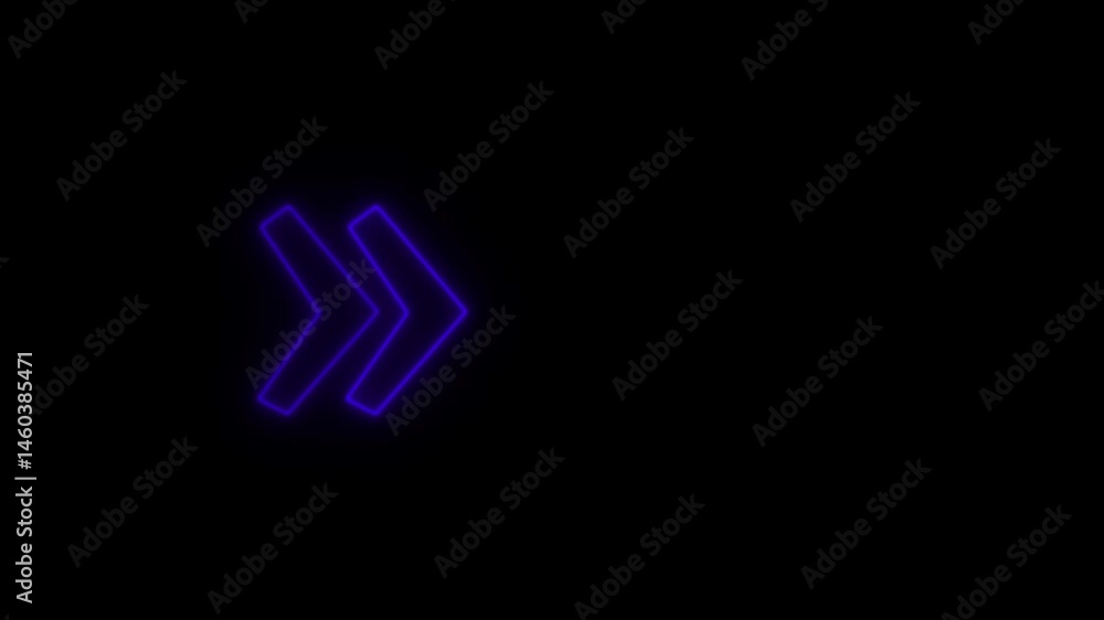 Poster abstract arrow pointing graphic animation.arrow moving right on white background.glowing neon light 