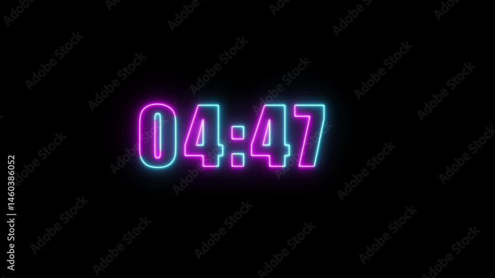Poster five minute digital timer. five minute digital timer. 5 minute digital negative countdown sci-fi lig