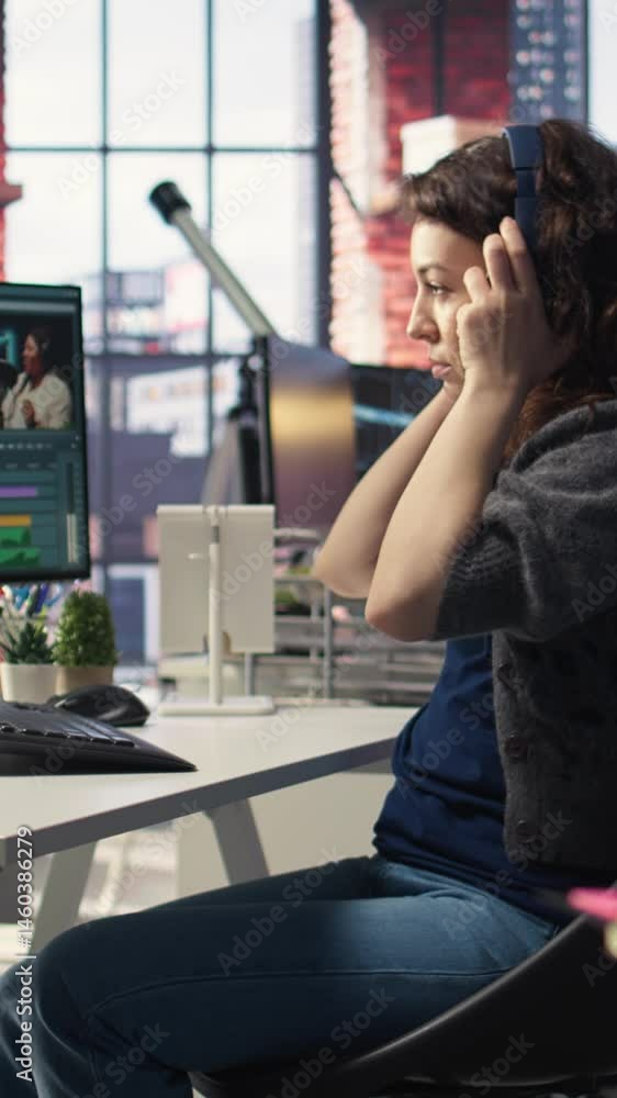 Poster vertical video filmmaker specialist working on a professional video shoot using artificial intellige