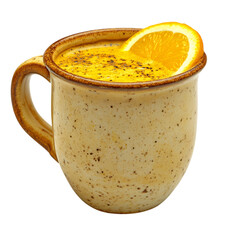 Citrus Turmeric Sunrise Mug with Orange Slice Isolated on Transparent Background