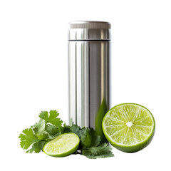 Kiwi Cilantro Lime Stainless Steel Bottle Isolated on Transparent Background