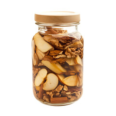 Jar of Apples and Nuts Isolated on Transparent Background
