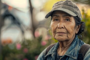 Obraz premium Portrait of a middle aged hispanic female Landscaping Laborer