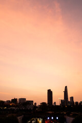 Bitexco and Landmark 81 at Sunset in Ho Chi Minh City with Saigon Bridge and Scenic View