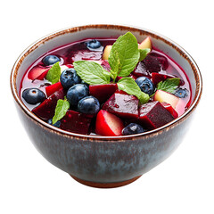 Beetroot Berry Detox Bowl with Blueberries Apple Mint Isolated on Transparent Background