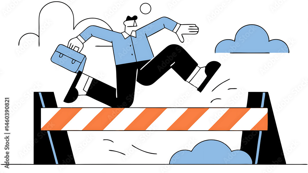 Poster business failure mistake or cannot overcome difficulty or obstacle problem or underperform employee 