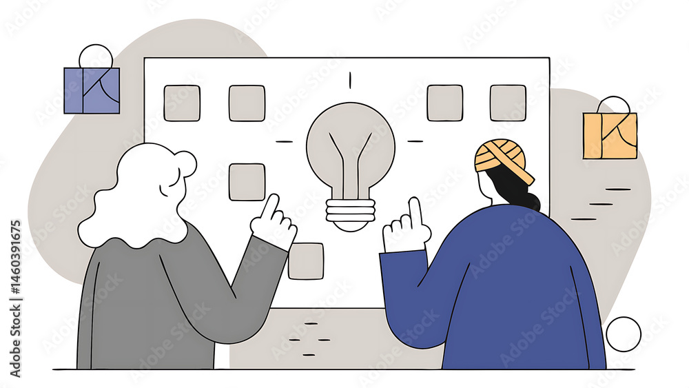 Poster combine idea synergy or collaborate to get solution brainstorm teamwork or think together to develop