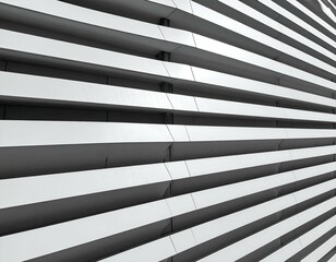 Obraz premium Abstract architectural design. Modern building facade with geometric lines and shadows. Monochromatic image of a contemporary structure.