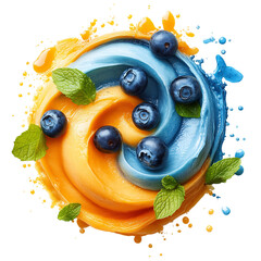 Blueberry and Orange Ice Cream Pop Isolated on Transparent Background
