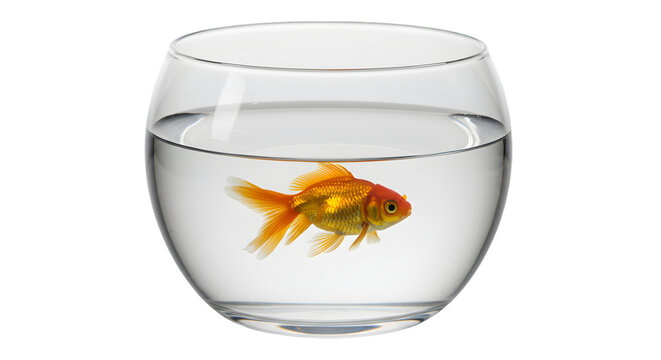 Goldfish in Bowl isolated on white background