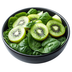 Luminous Green Bowl IV Refreshing Blend of Spinach and Kishikishi Isolated on Transparent Background