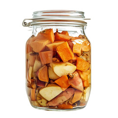 Sliced Carrot Parsnip Sweet Potato Jar Isolated on Transparent Background