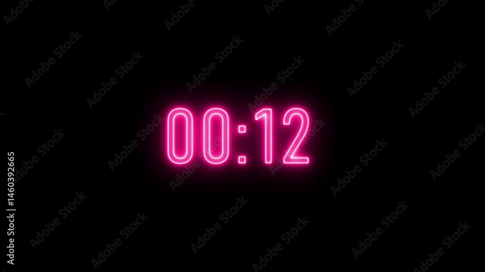 Poster five minute digital timer. 5 minute digital negative countdown sci-fi light effects electronic prote