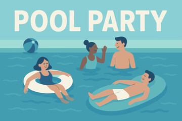 Obraz premium Summer Pool Party Fun with Friends in Relaxing Water Background 