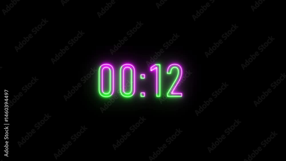 Poster five minute digital timer. 5 minute digital negative countdown sci-fi light effects electronic prote