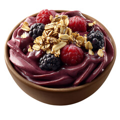 Bowl of Fruit and Nuts with Spoon Isolated on Transparent Background