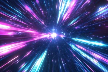 Hyperspace Warp, vibrant colors radiate from a central point.  Dynamic lines create a sense of speed and energy