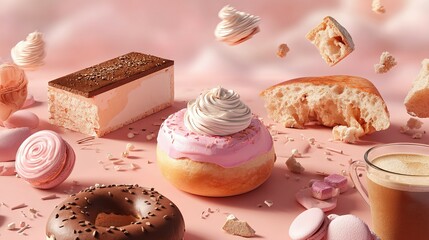 Pink confectionery delights in a dynamic display.