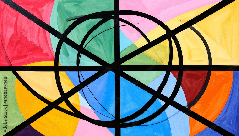 Aufkleber abstract colorful artwork featuring intersecting lines and vibrant hues. perfect for modern design p