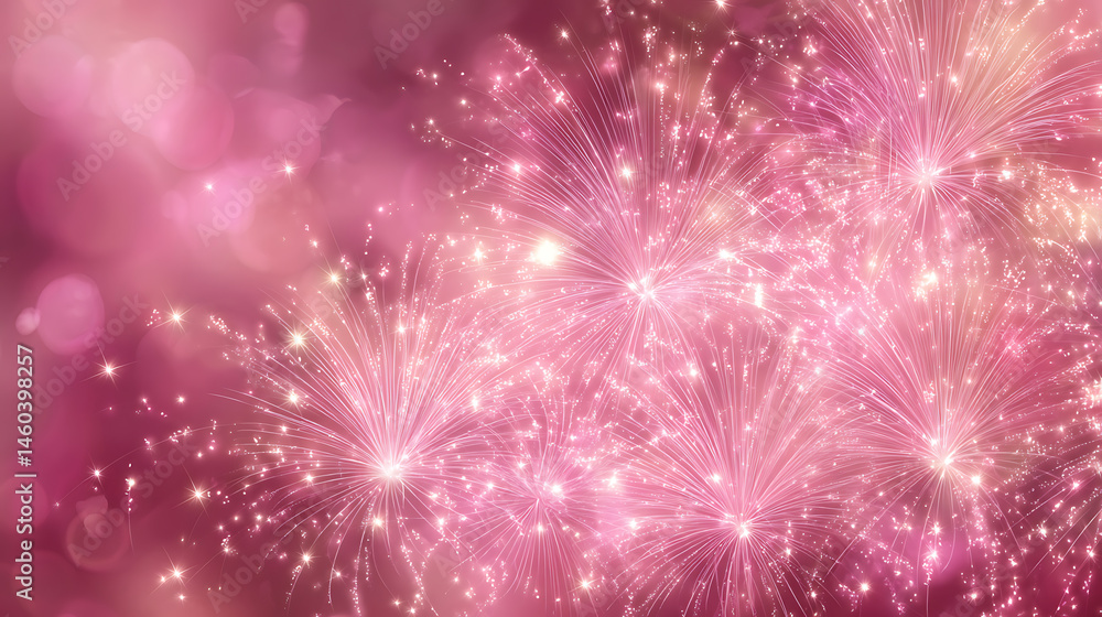 Aufkleber pink fireworks background with sparkles and copy space