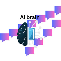 This is design with Ai brain word and gradient background