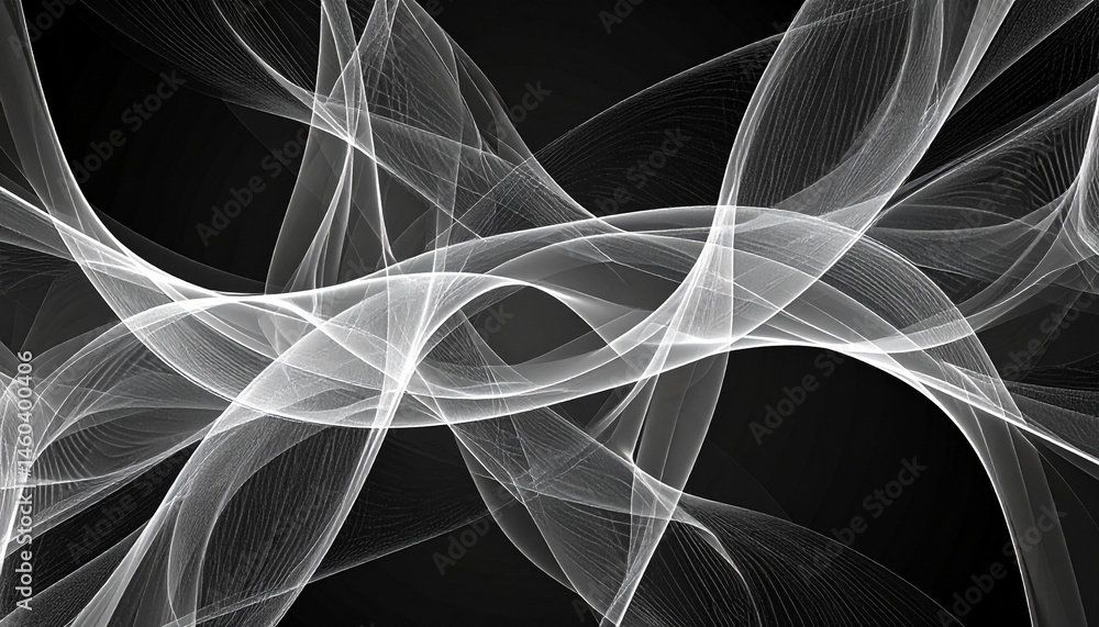 Poster dynamic geometric smoke trails abstract patterns modern art minimalist design monochrome view