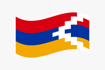 Flag of Artsakh. Artsakh wavy flag digital vector illustration. Fluttering flag.