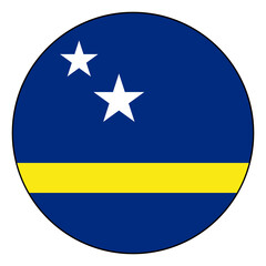 Flag of Curacao. Black edge. Curacao circle flag logo icon computer vector illustration design.